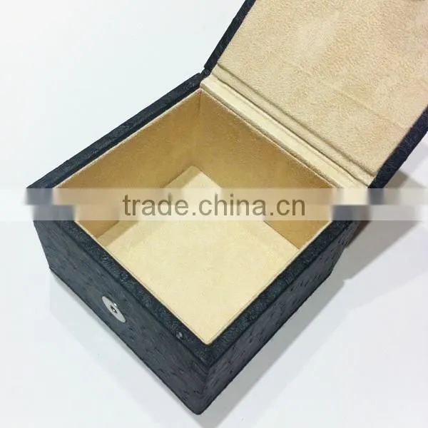 Fake Ostrich Leather Wooden Watch Box Jewelry Box With Pillow photo-4
