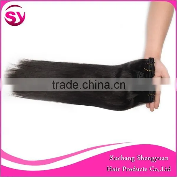 Wholesale European Market Cheap Hair Extensions Clip In Full Head, 100% Human Brazilian Virgin Hair Natural Color photo-4