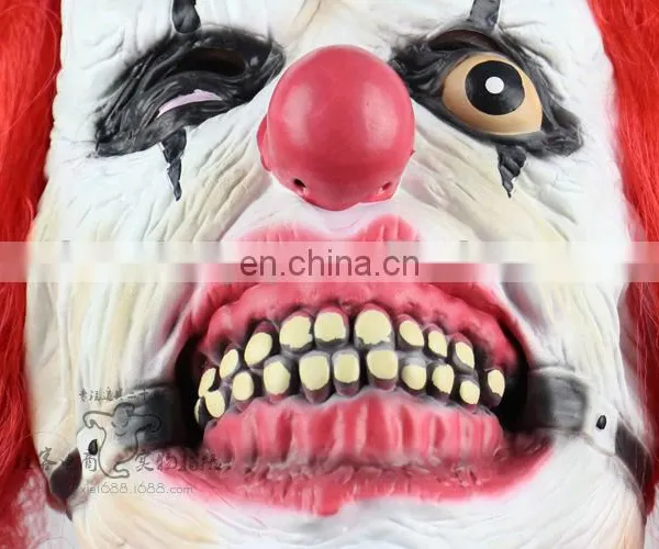Halloweem Latex Clown Mask With Red Wigs photo-2