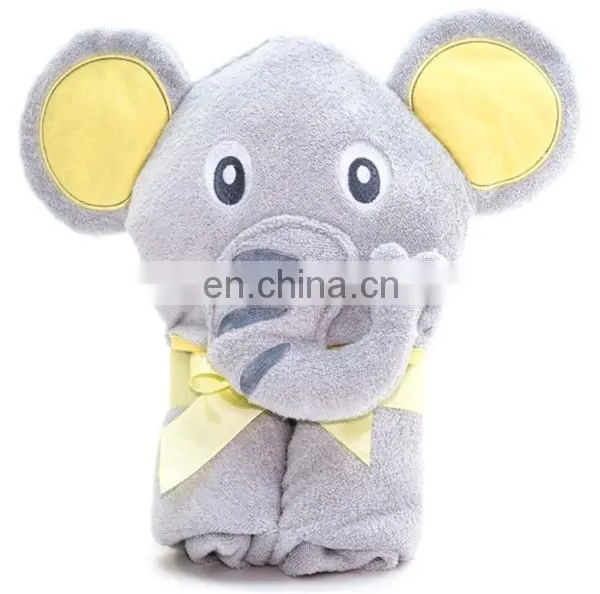 Custom 100% Bamboo Elephant Baby Bath Towel With Hood Beautiful Pink Girl Hooded Elephant Towel photo-6