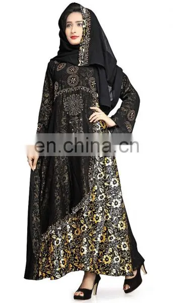 Women's 2017 Dubai Style High Quality Printed Burkha Abaya For Casual Arabic Islamic Wear (Printed Abaya) photo-3