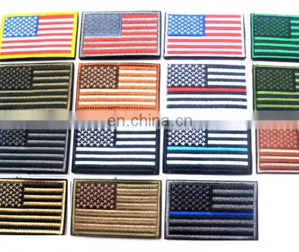 No minimum custom designs whole country flag embroidery patch velcr on backing for bag,Hot Sale 3D USA American Flag embroidery