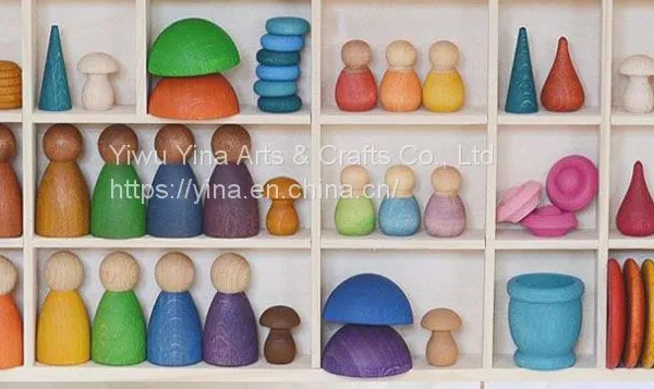 Mushrooms Honeycomb Droplets Tree Cones Mini Cones Blocks Toy DIY Wooden Rainbow Loose Parts photo-5