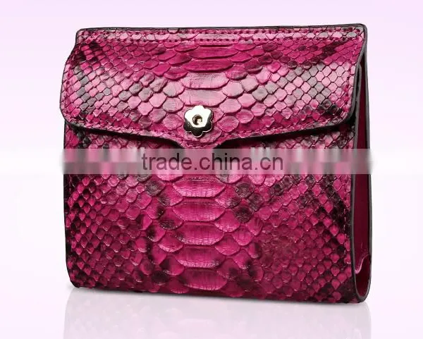 Short Style Color Rare Python Skin Leather Wallet Smart Multifunction Card Holder Two Folder Purse for Women photo-4