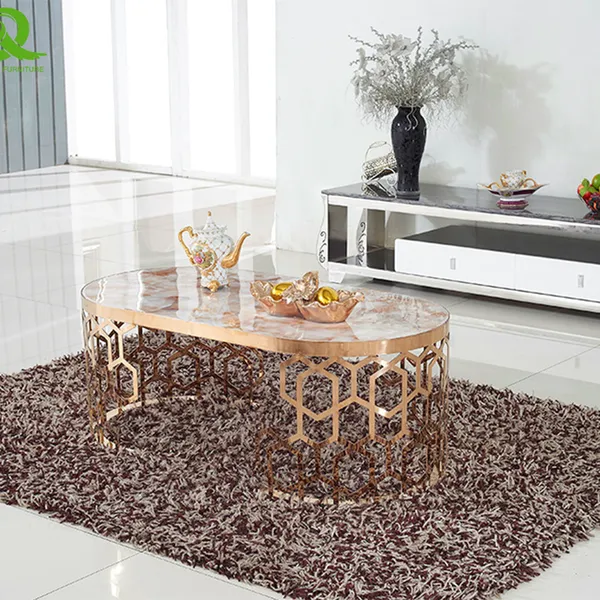 Latest Coffee Table Stainless Steel Base Marble Table Sets Superior Quality Center Table for Living Room photo-4