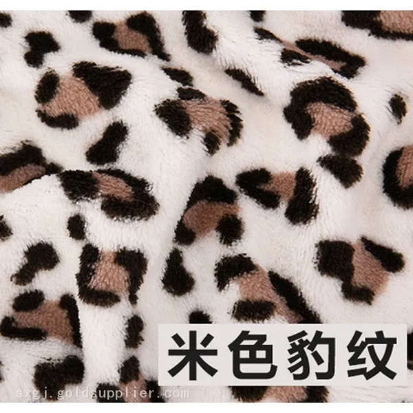 Wholesale Orange Ocelote Printed Brushed Flannel Fleece Fabrics photo-3