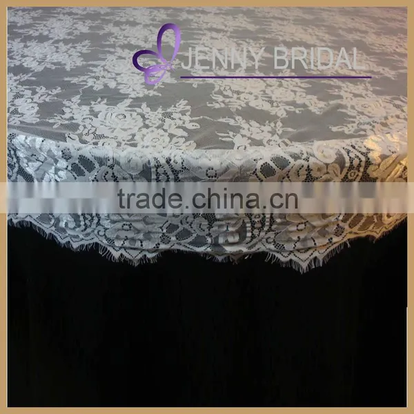 TL002W3 Fancy White Embroidery Lace Cheap Wedding Table Overlay photo-2