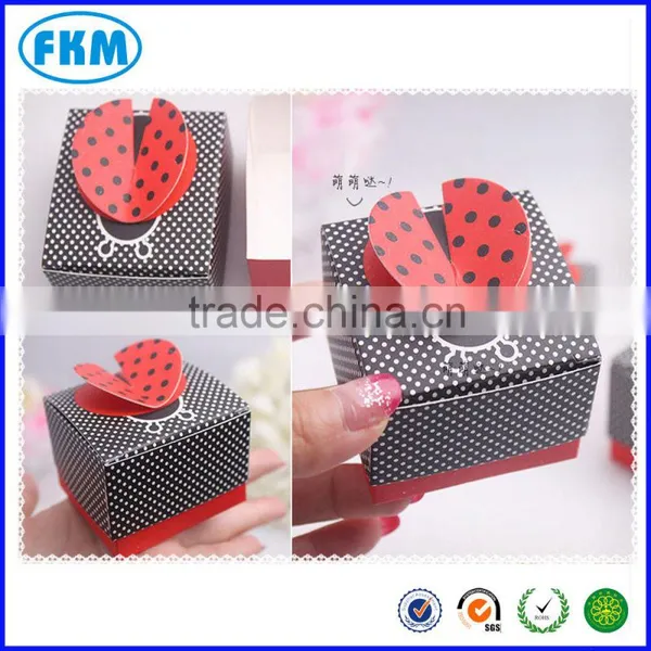 50X Ladybug Pattern Wedding Favors Candy Box Baby Shower Gift Boxes 5.7*5.7*3.7 photo-2