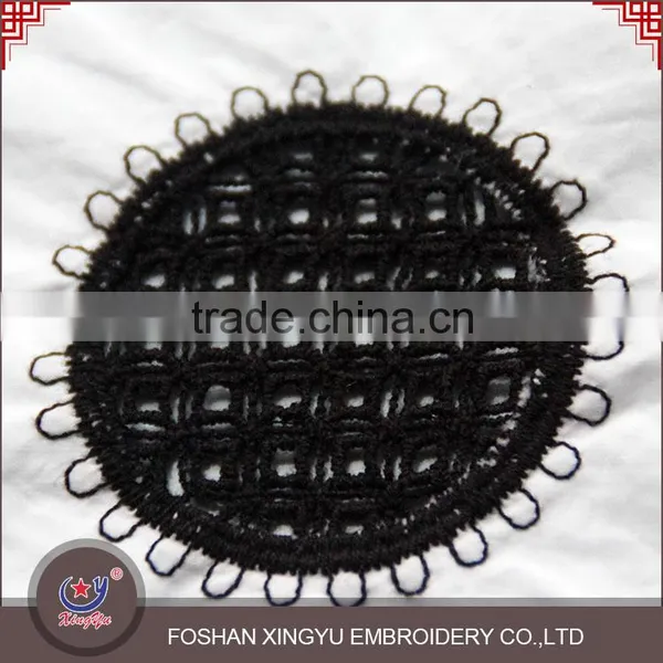 Fashion Round Black Flower Pattern 100% Cotton Chemical Guipure Cheap Lace Fabric for Garment Dress photo-3