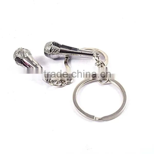 Cute Design Couple Keychains Microphone Metal Keychain photo-3