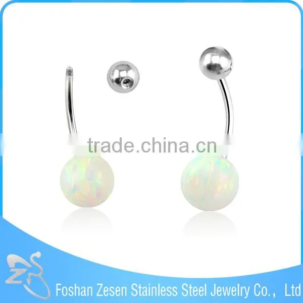 New Fashion Body Jewelry Opal Stone Belly Bar Navel Ring photo-2