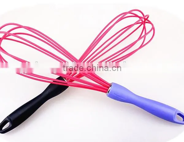 Hot Sale Colorful Silicone Whisk With PP Handle Silicone Kitchen Utensils for Blending, Whisking, Beating & Stirring