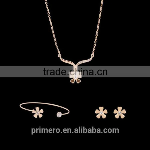 Summer Wedding Jewelry Sets Korea Simple Flower Earring Necklace Bangle For Woman photo-2