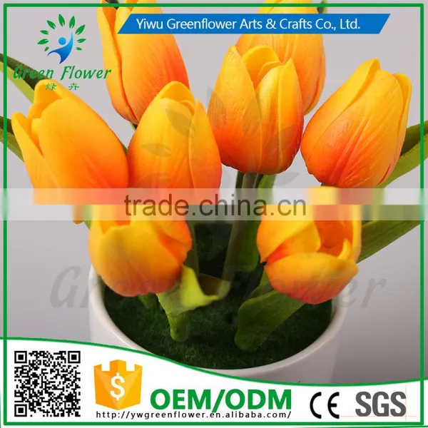 2016 Wholesale Multicolor Latex Artificial PU Flowers Mini Tulip Bonsai Real Touch Bouquet Wedding Bridal Decor Display Flower photo-4
