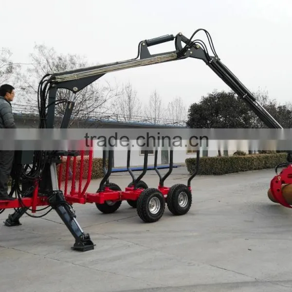 Hot Sale in America!! ATV/ Tractor Tow Log Trailer With Crane Diesel/gasoline Engine