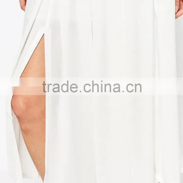 Wholesale Summer White Pleated Women Midi Skirt Hot Sale Style photo-3
