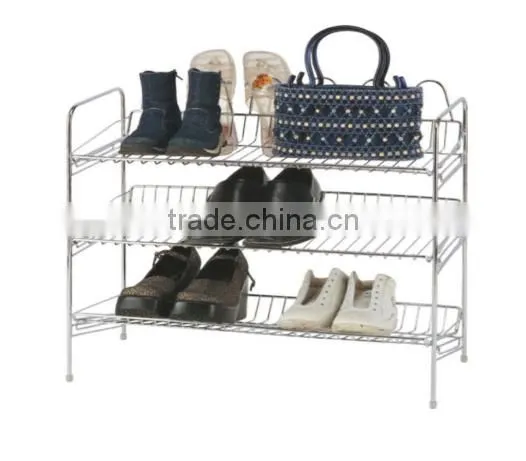 3 Layer Stainless Steel/wooden Shoe Rack /shoe Storage photo-2