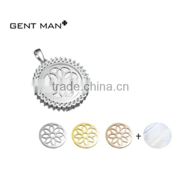 2016 Simple Unique Plated Gold Beautiful Flower Pattern Pendant Necklace for Women photo-3