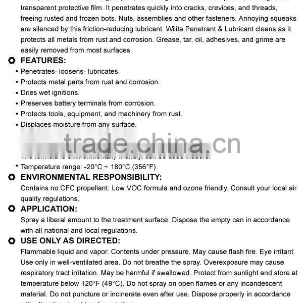 Lubricant & Penetrant Oil for Car Parts, Penetrating Lubricant Spray and Anti-rust photo-3