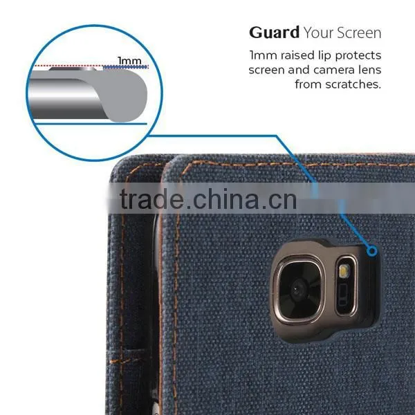 C&T Canvas Diary Denim Material Wallet Case Stand Flip Cover TPU Casing for Samsung Galaxy Note 7 photo-6