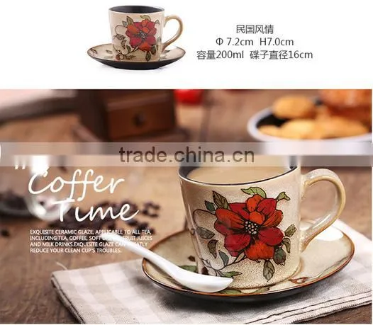 Jingdezhen Hand Drawing Latte Machiatto Coffee Cup With Plate and Spoon Supplier's Choice photo-5