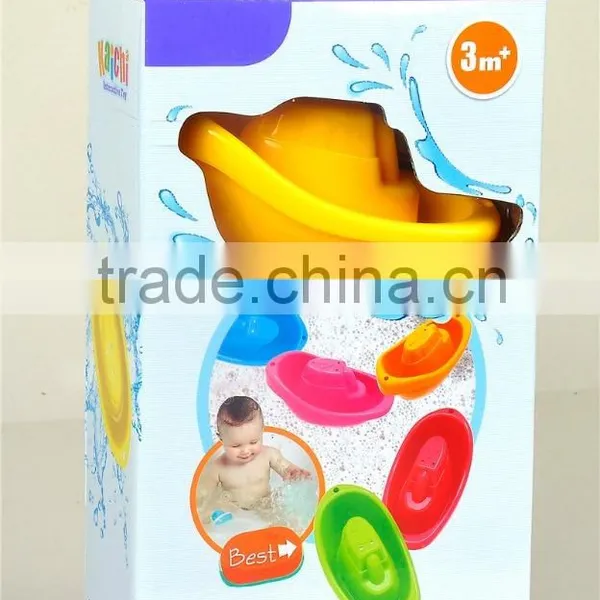 2016 New Baby Bath Toy Linking Boat Water Playing Toys ABS Material With Color Box