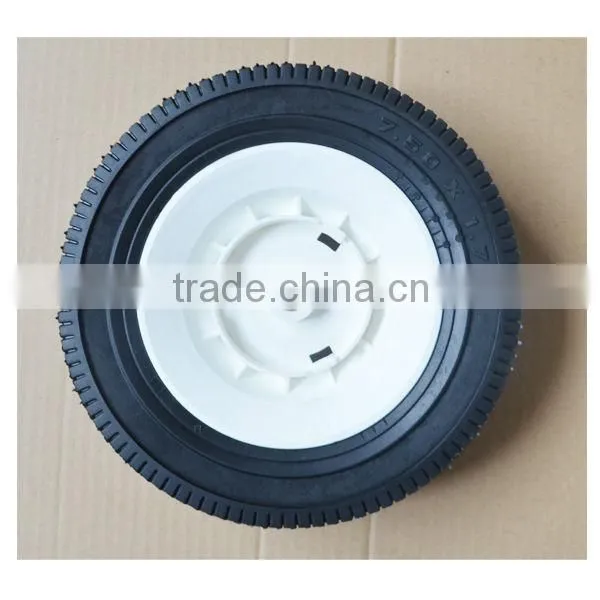 Semi Pneumatic Rubber Wheel 7.5x1.75 Bar White Plastic Rim photo-3