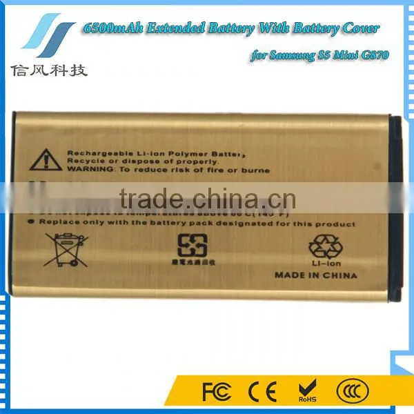 6500mAh 3.85V G870 Extended Battery for Samsung S5 Mini With Back Cover Black photo-3