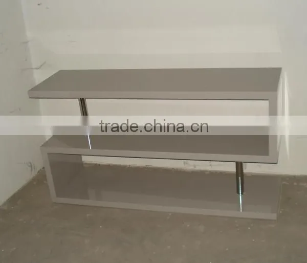 2016ELEGANTMDFBOOKSHELFHIGHGLOSSYPAINTBLACKWHITE RED TV STANDMETALSHELFSTORAGESHELFWOOD photo-4