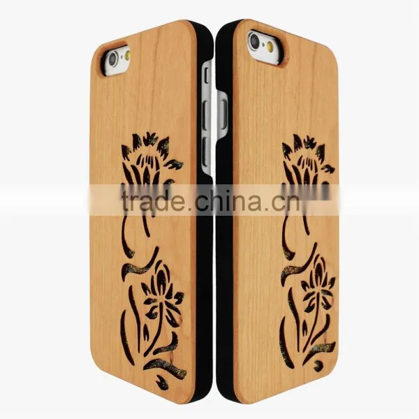 Ocase Hollow Out Blossom Flower PC/TPU + Wood Phone Case for Iphone 6 photo-3