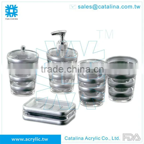 Taiwan Manufacturer High Quality Gold Silver Soap Dispenser Soap Dish Acrylic Bathroom Accessory photo-2