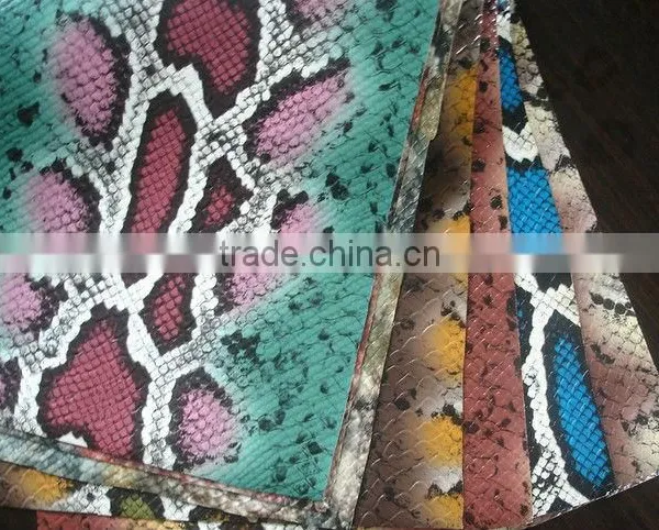 PVC synthetic leather with embossed snake grains for bags