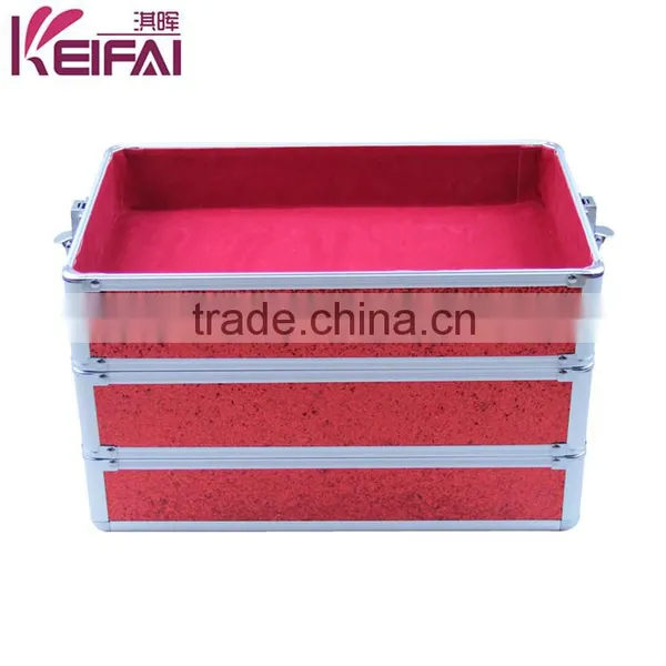 Personalized Red Sequin Aluminum Makeup Vanity Box With Lock photo-5