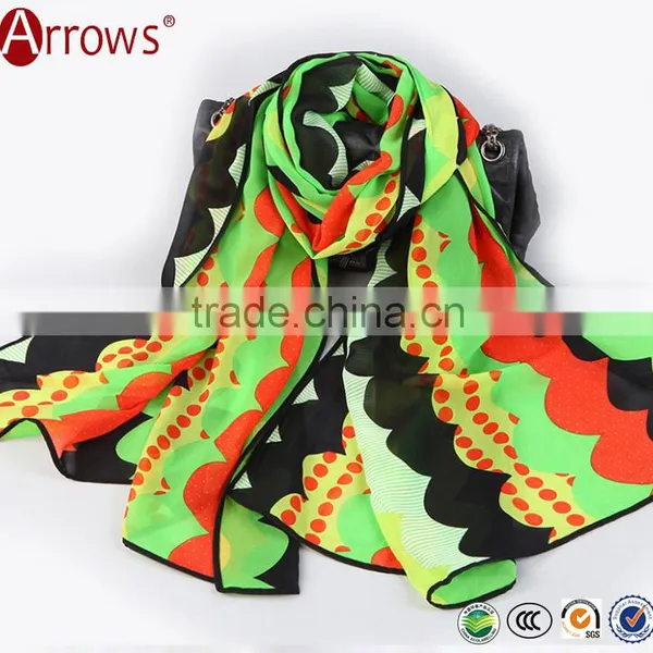 Exquisite Mixed Color Geometric Semicircle 100% Polyster Silk Scarf Summer Beach Shawl Reversible