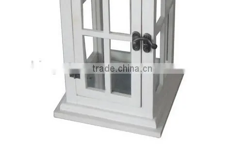 Handmade Wooden White Metal Lantern photo-6