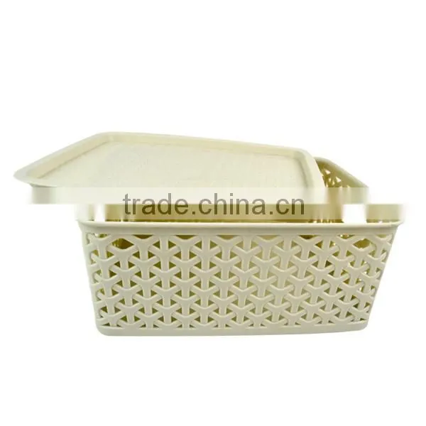 Plastic Storage Basket With Lid