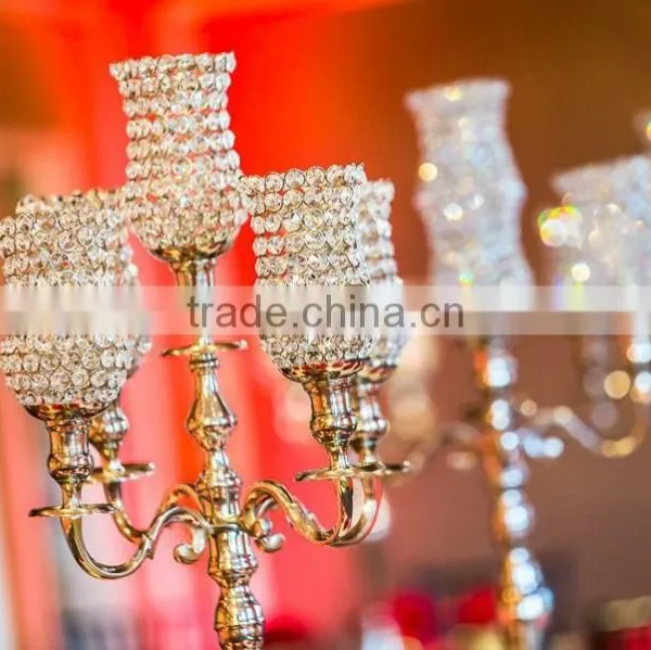 Home Decorations 5 Ball Arms Crystal Candle Holder, Wedding Crystal Centerpiece photo-3