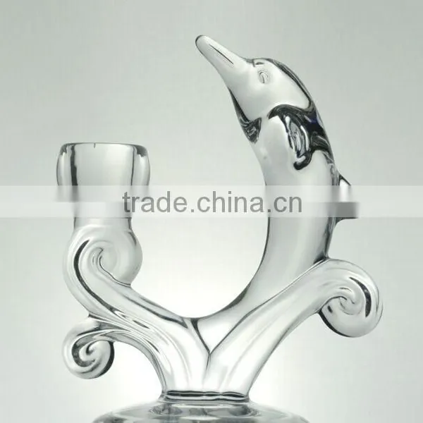 Wholesales Lead Free Crystal Glass Dolphin Decorative Candle Holder With SGS/CIQ Certification photo-3