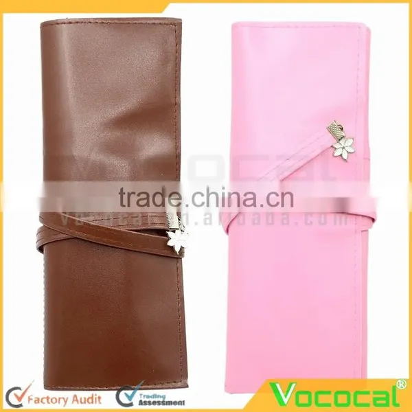 PU Leather Bandage Style Pen Bag Pencil Case Cosmetic Pouch Storage Bag Makeup Pouch With 3 Gel-ink Pens photo-5