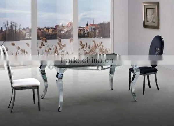 TH329 Black Marble Top Stainless Steel Metal Table photo-4