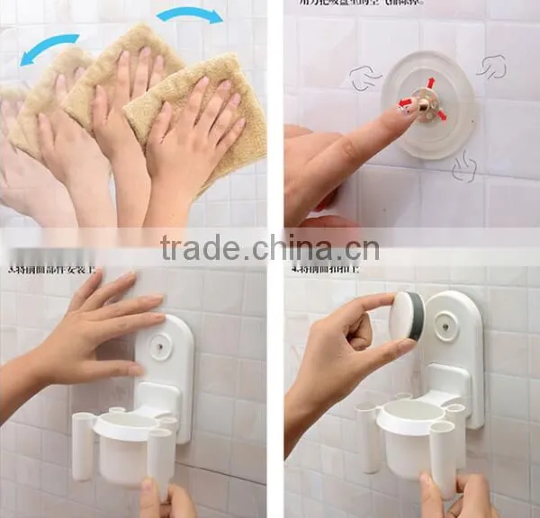 CY147 Bathroom Toothbrush Holder Cup Wall Mount Sucker Toothbrush Holder Cups Organizer photo-5