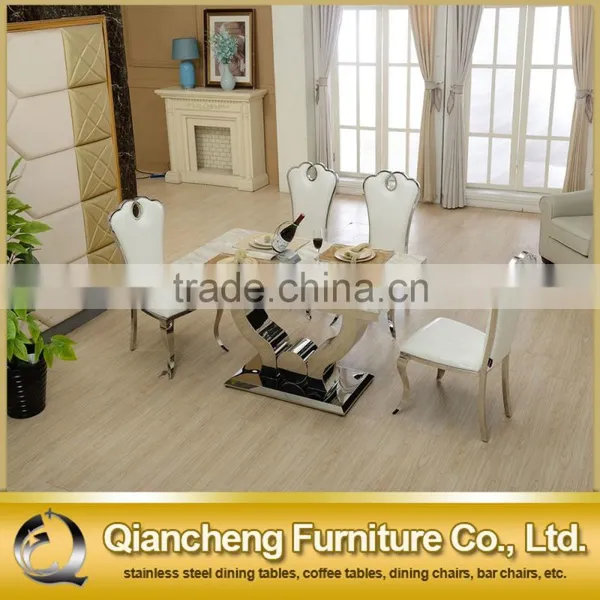 Fancy Designs Marble Top Dining Table Stainless Steel Table photo-5