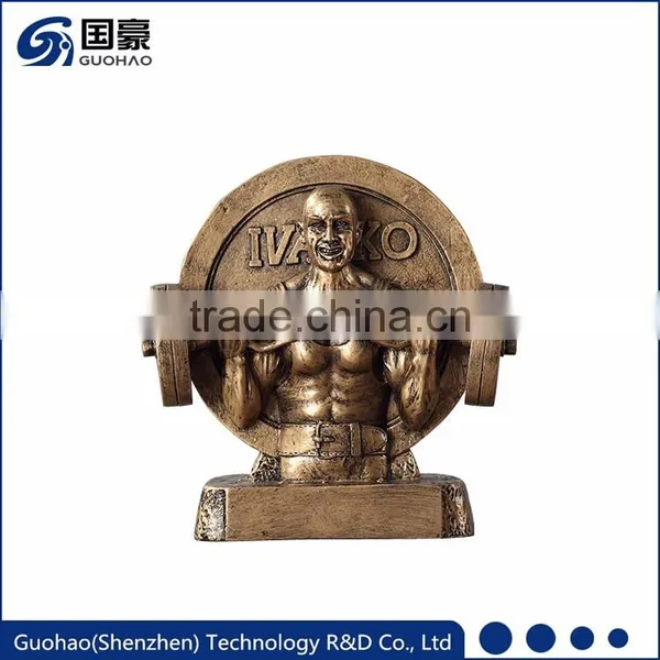 Custom Antique Bronze Bust Weightlifting Championship Trophies