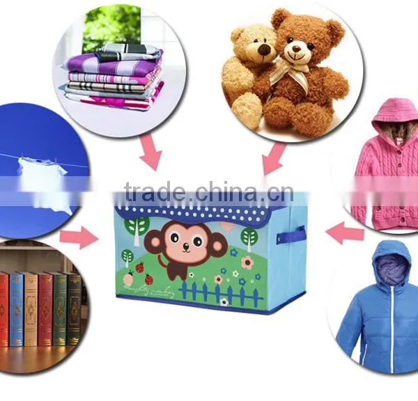 Cartoon Oxford Cloth Storage Boxes,fabric Non Woven Storage Bins,collapsible Foldable Storage Packing Box With Lid and Handle, photo-5