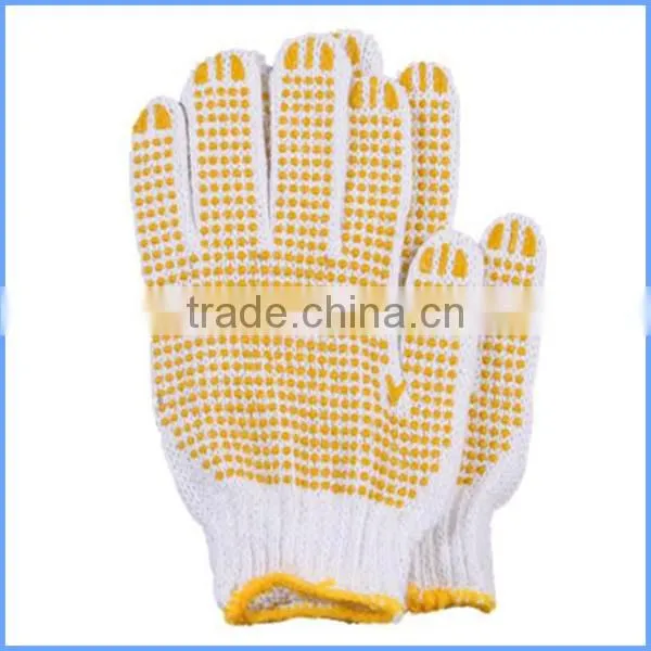 One Side Knitted PVC Dotted Working Cotton Gloves photo-2