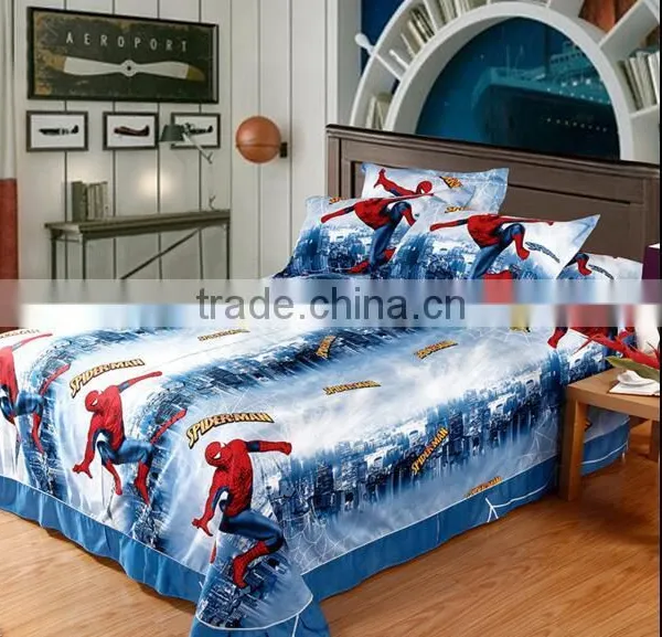 3 d Children Cartoon Bedding Cotton Twill Superhero Spider-man Reactive Printed Flat Sheet/bed Sheet photo-3