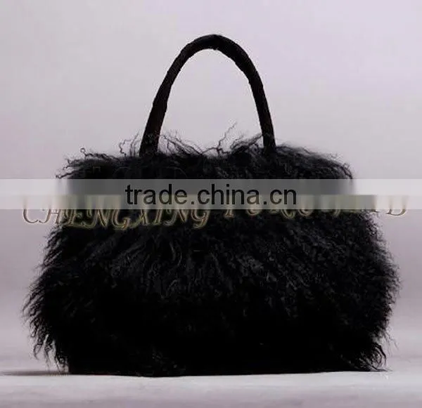 CX-H-24F Newest Fashion Real Tibetan Lamb Fur Lady Handbag Female Bag photo-4