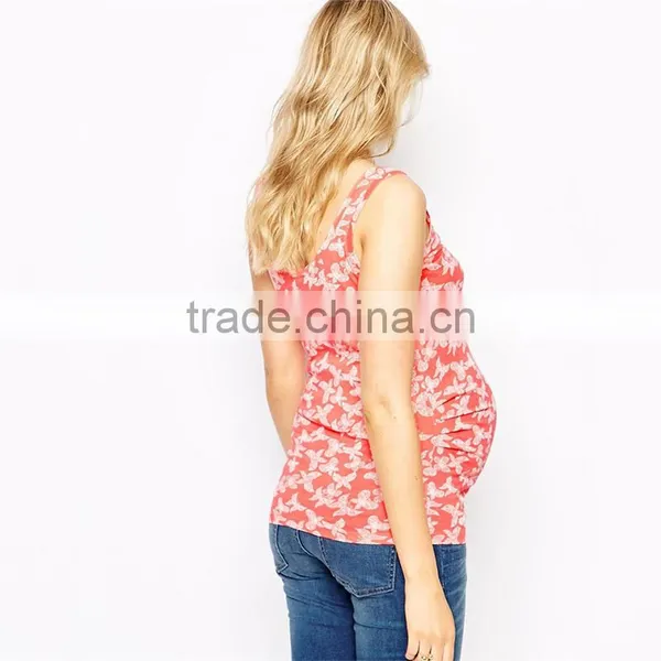 Maternity Butterfly Printed Vest Maternity Blouse photo-2