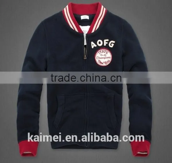 2017 New Design Popular Eco-friendly Breathable Fleece Baseball Zipper Hoodie CVC (60/40) photo-2