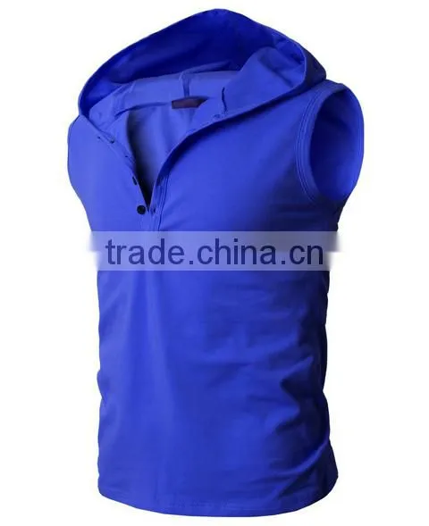 OEM New Design Cotton Plain Wholesale Sleeveless Hoodie Man Vest photo-4